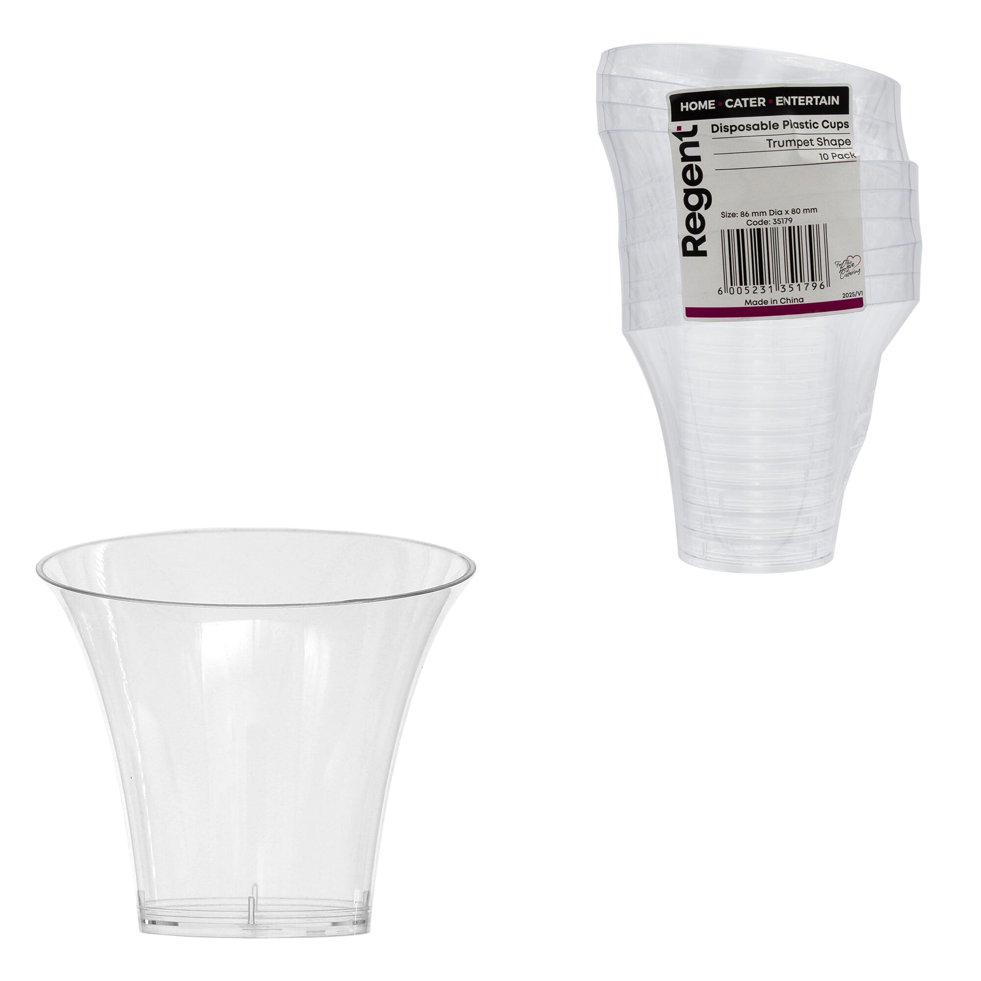 REGENT DISPOSABLE PLASTIC CUPS TRUMPET 160ML 10PCS