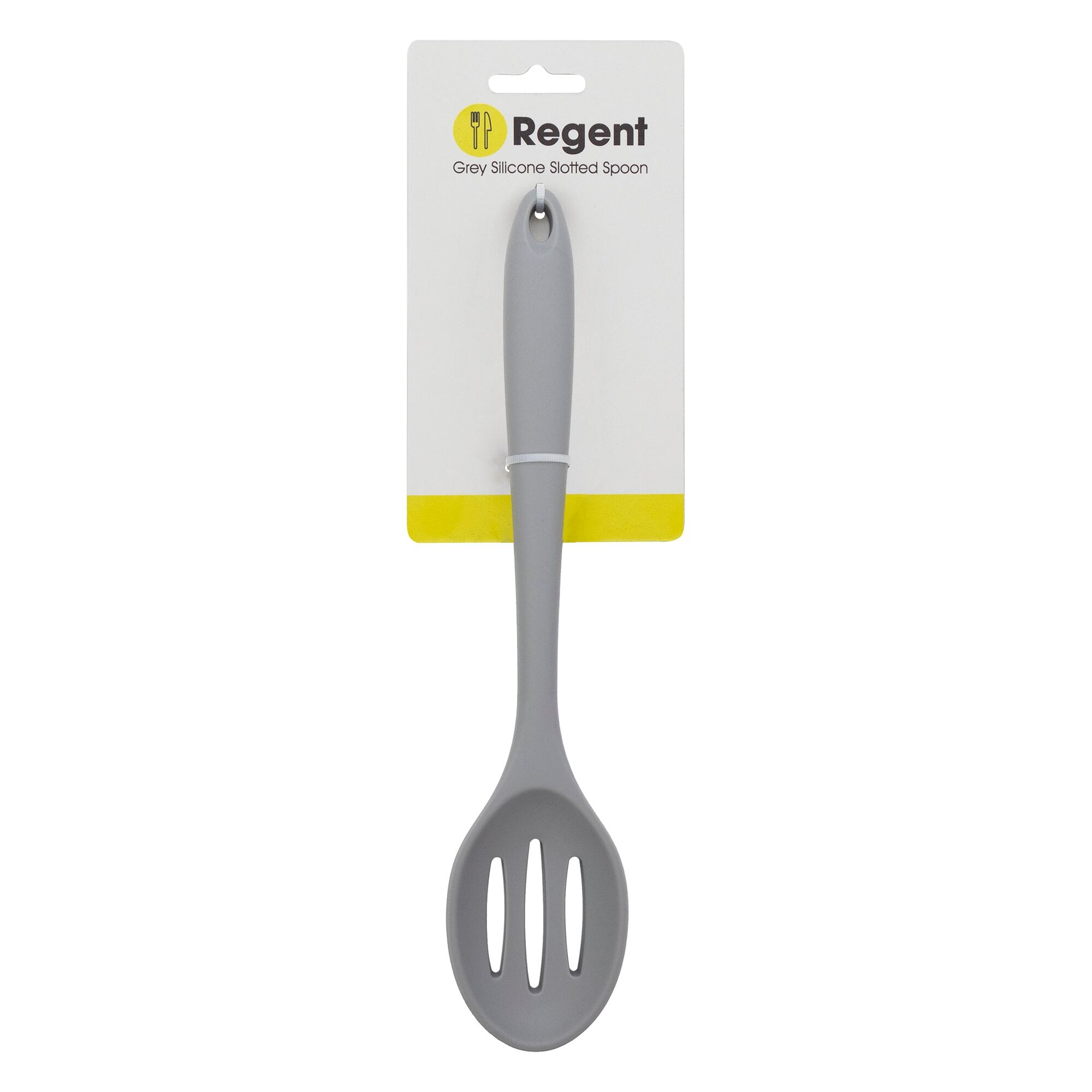 REGENT KITCHEN GREY SILICONE SLOTTED SPOON, 270MM