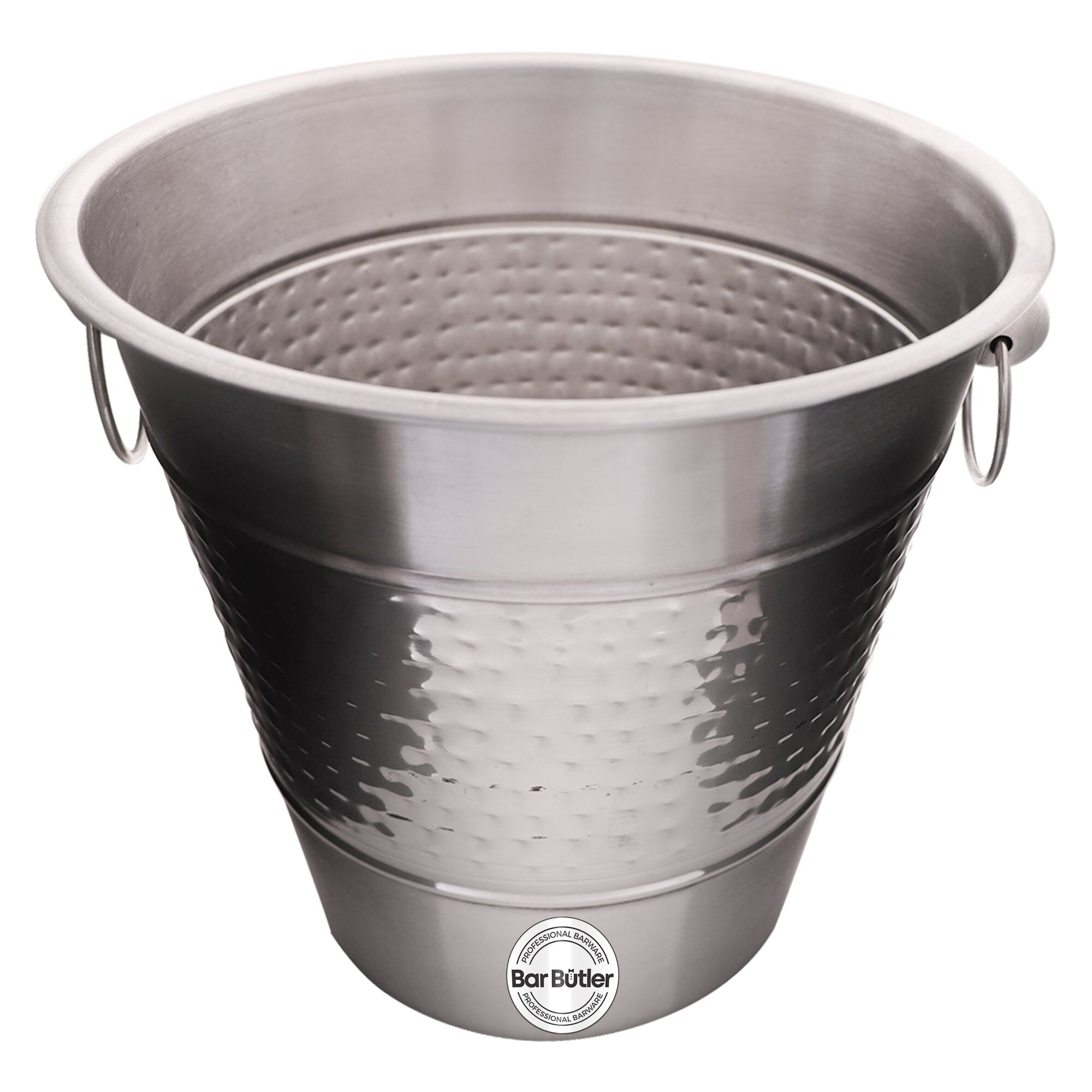 BAR BUTLER CHAMPAGNE BUCKET HAMMERED WITH RING HANDLES ST STEEL, 4LT