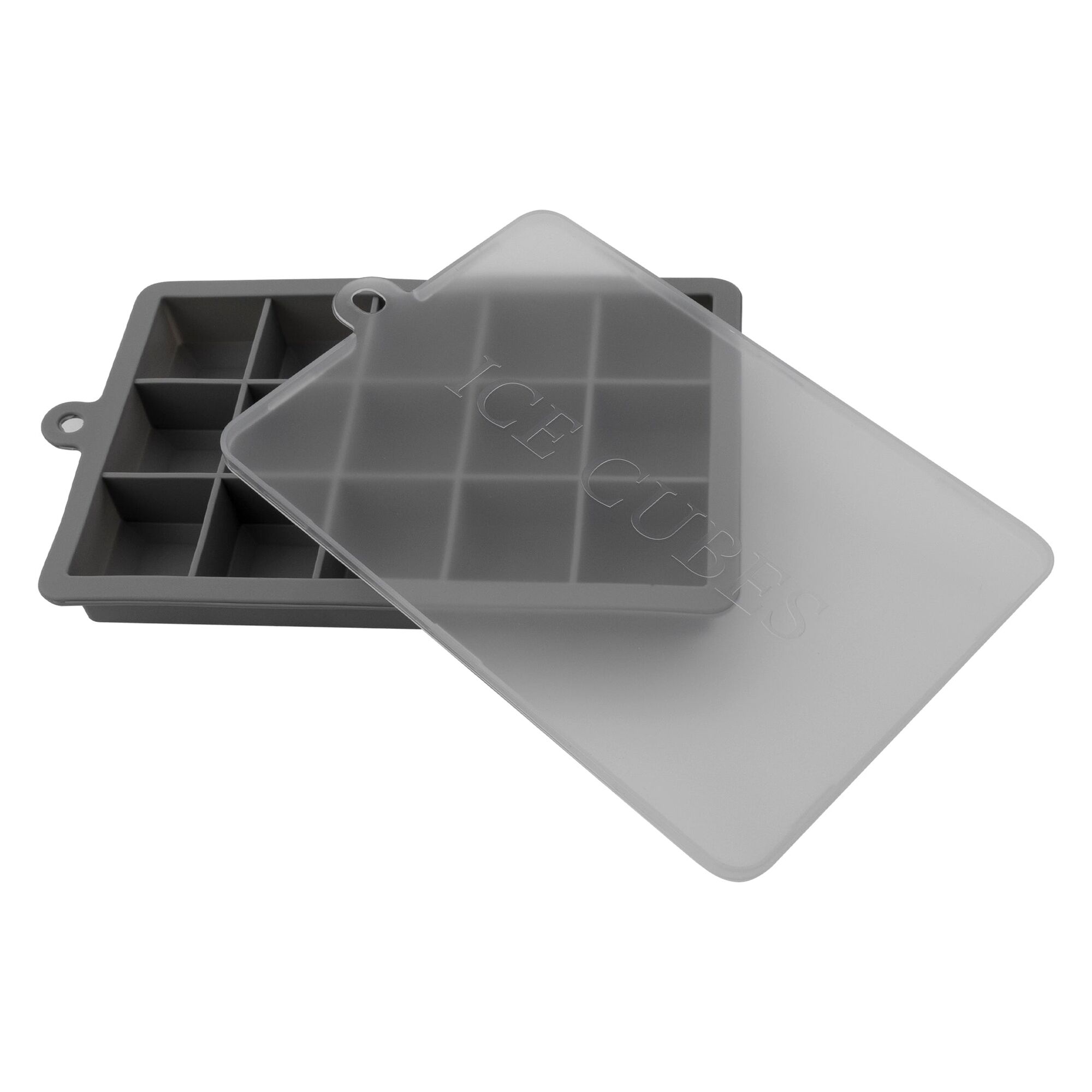 BAR BUTLER GREY SILICONE 15 ICE CUBES TRAY WITH COVER