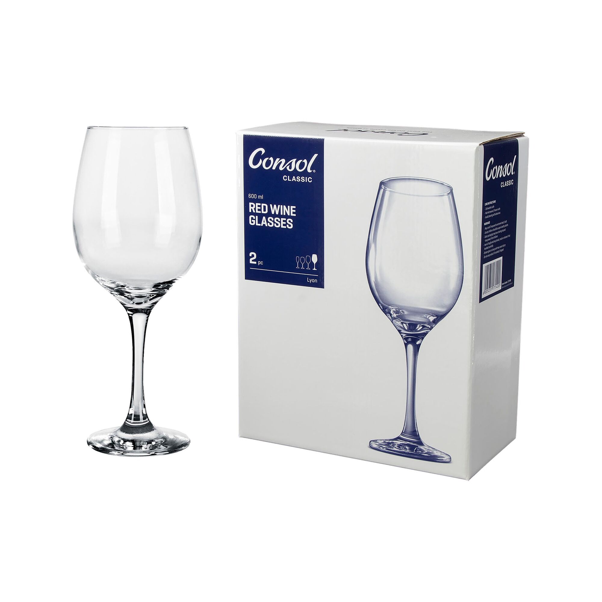 CONSOL LYON STEM RED WINE GLASS 2PK, 600ML