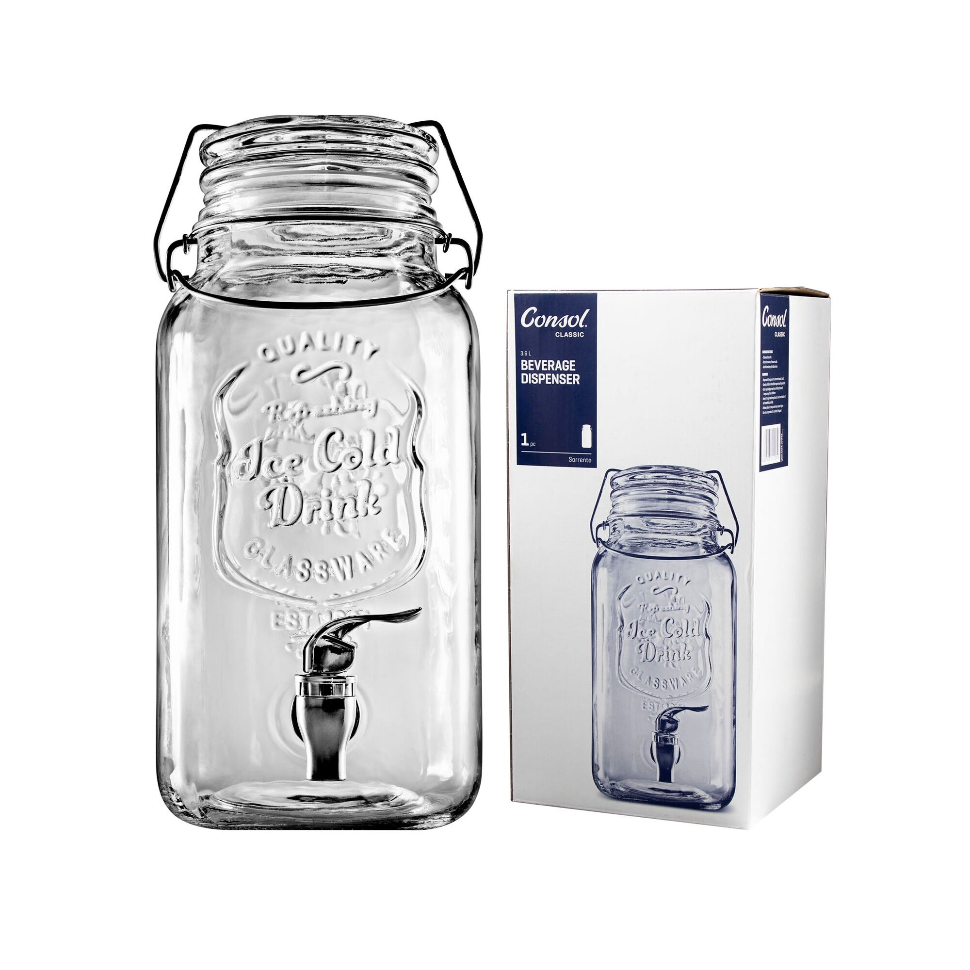CONSOL SORRENTO CLIP-TOP BEVERAGE DISPENSER, 3.6L