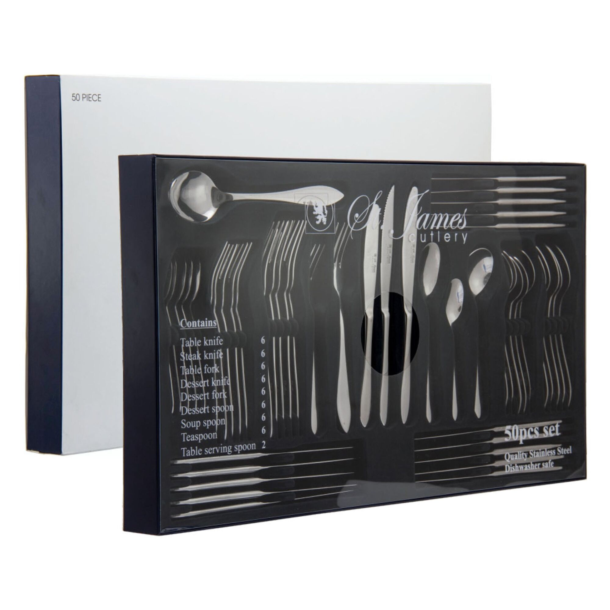 ST. JAMES CUTLERY KENSINGTON 50PK SET IN A CARDBOARD GIFT BOX