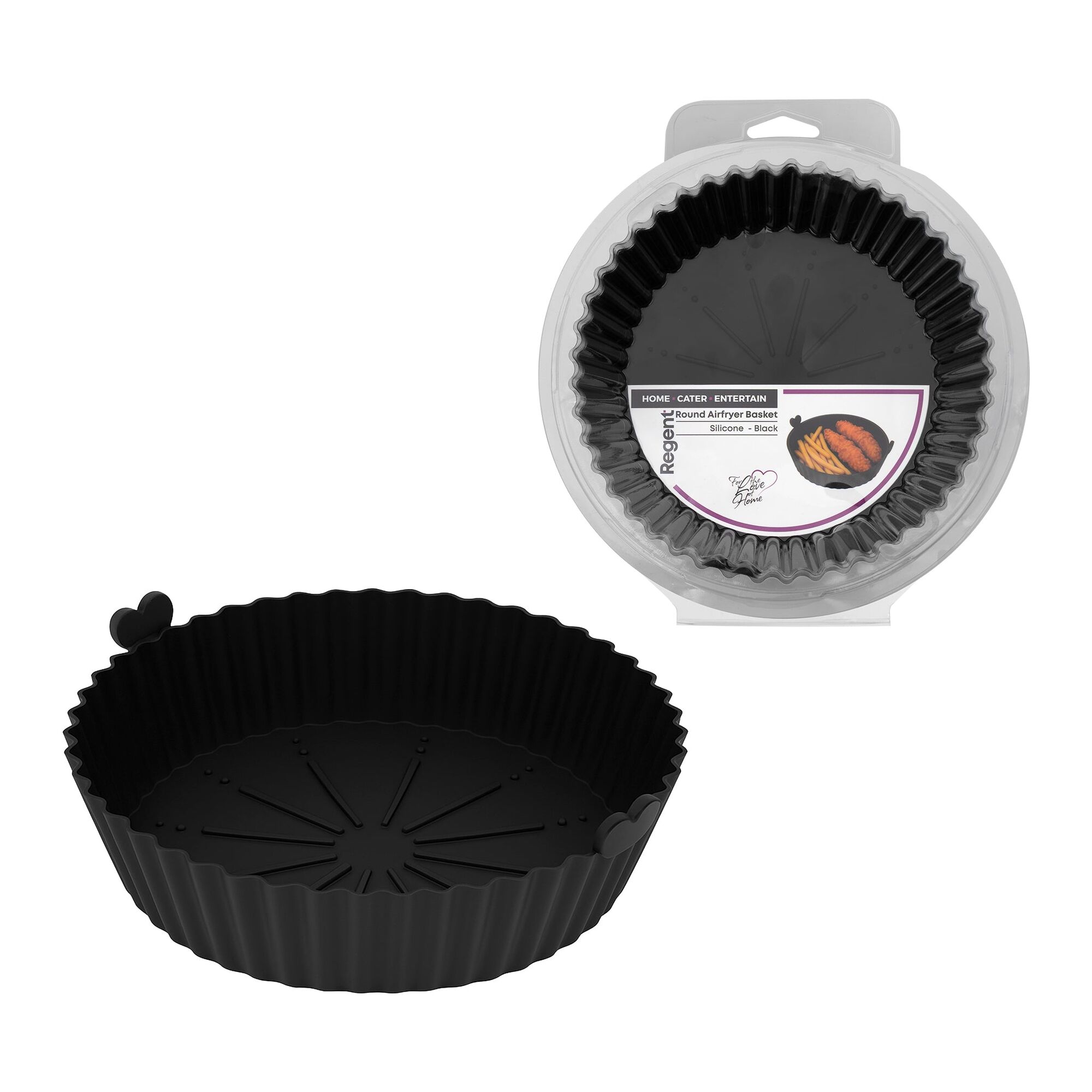 REGENT ROUND AIRFRYER BLACK SILICONE BASKET, 170MM DIA