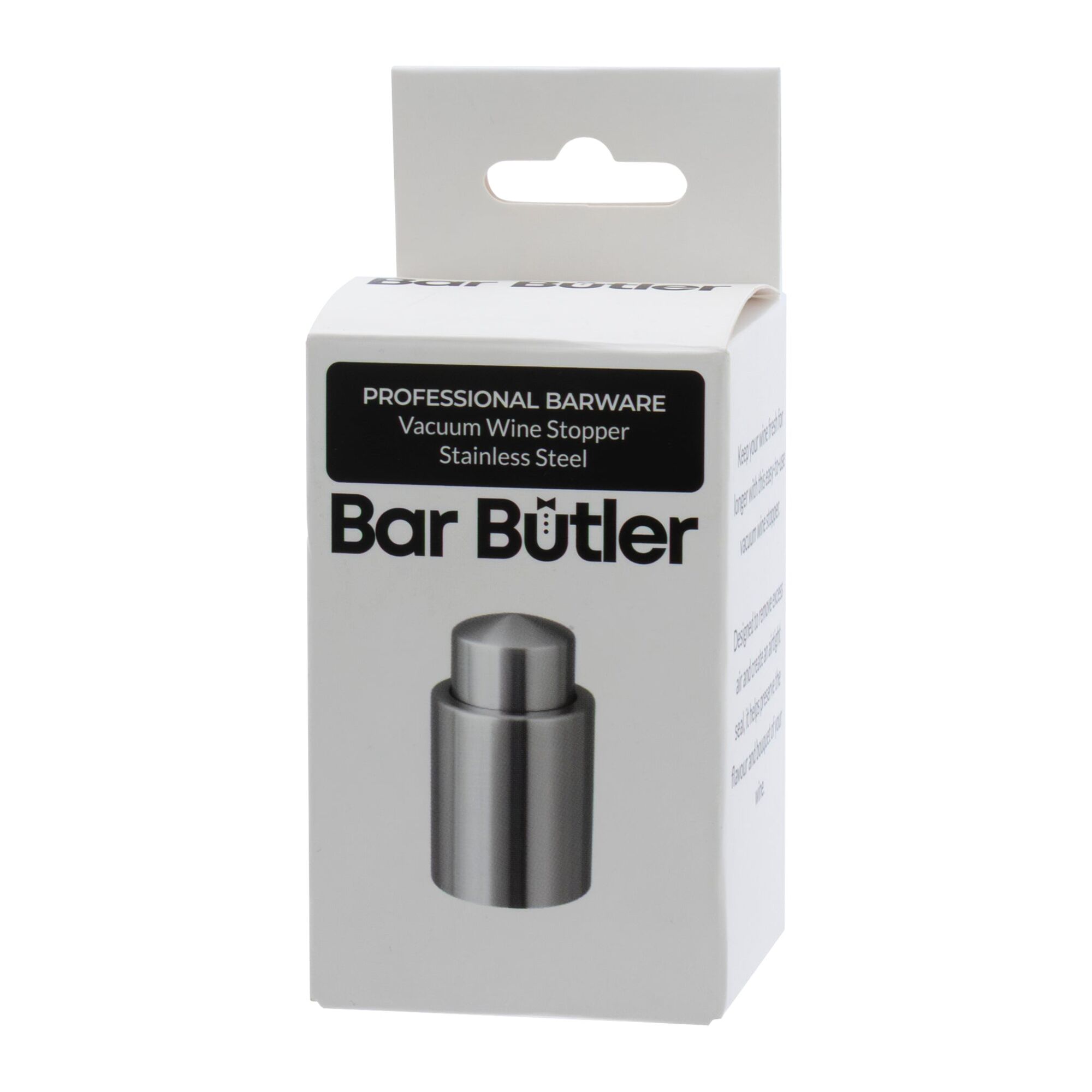 BAR BUTLER VACUUM WINE STOPPER STAINLESS STEEL, 32MM INNER DIA