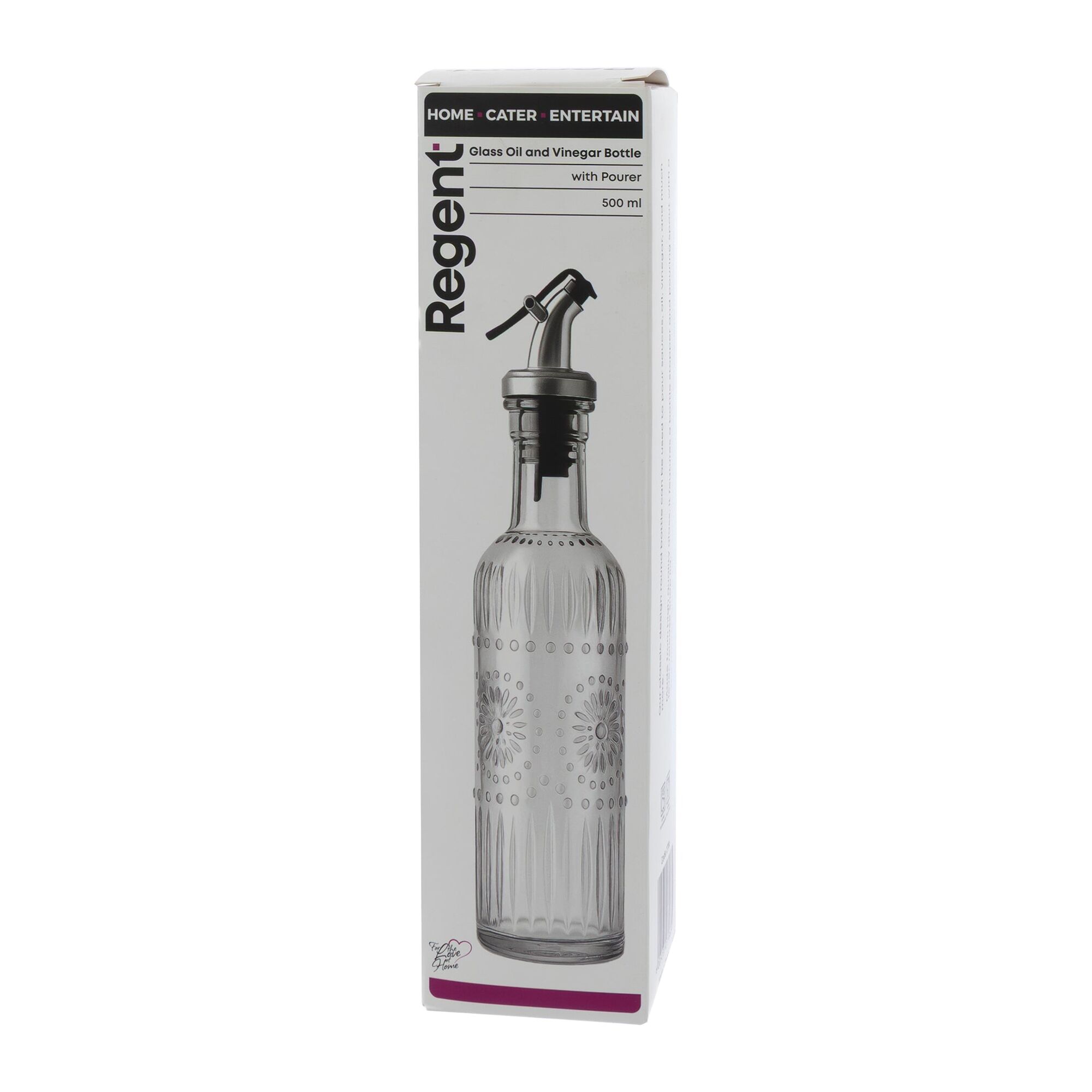 REGENT GLASS OIL/VINEGAR BOTTLE WITH POURER, 500ML