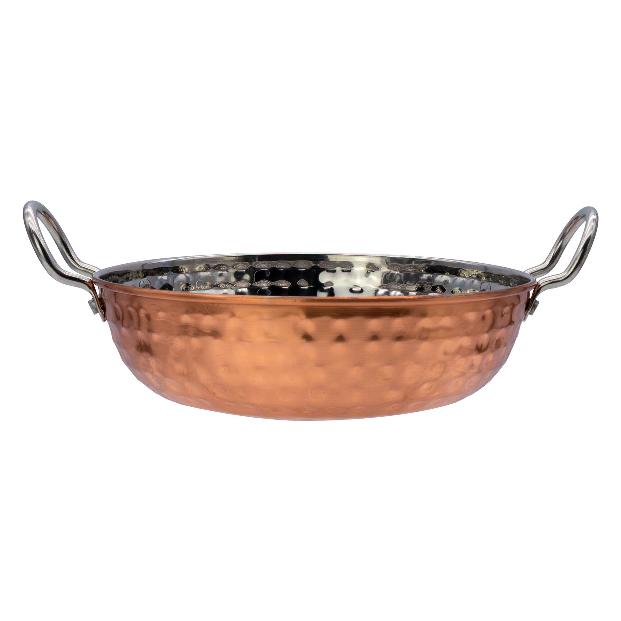 REGENT COOKWARE KARAHI PAN HAMMERED ST STEEL COPPER PLATED, 1.2L - 185MM DIAX55MM
