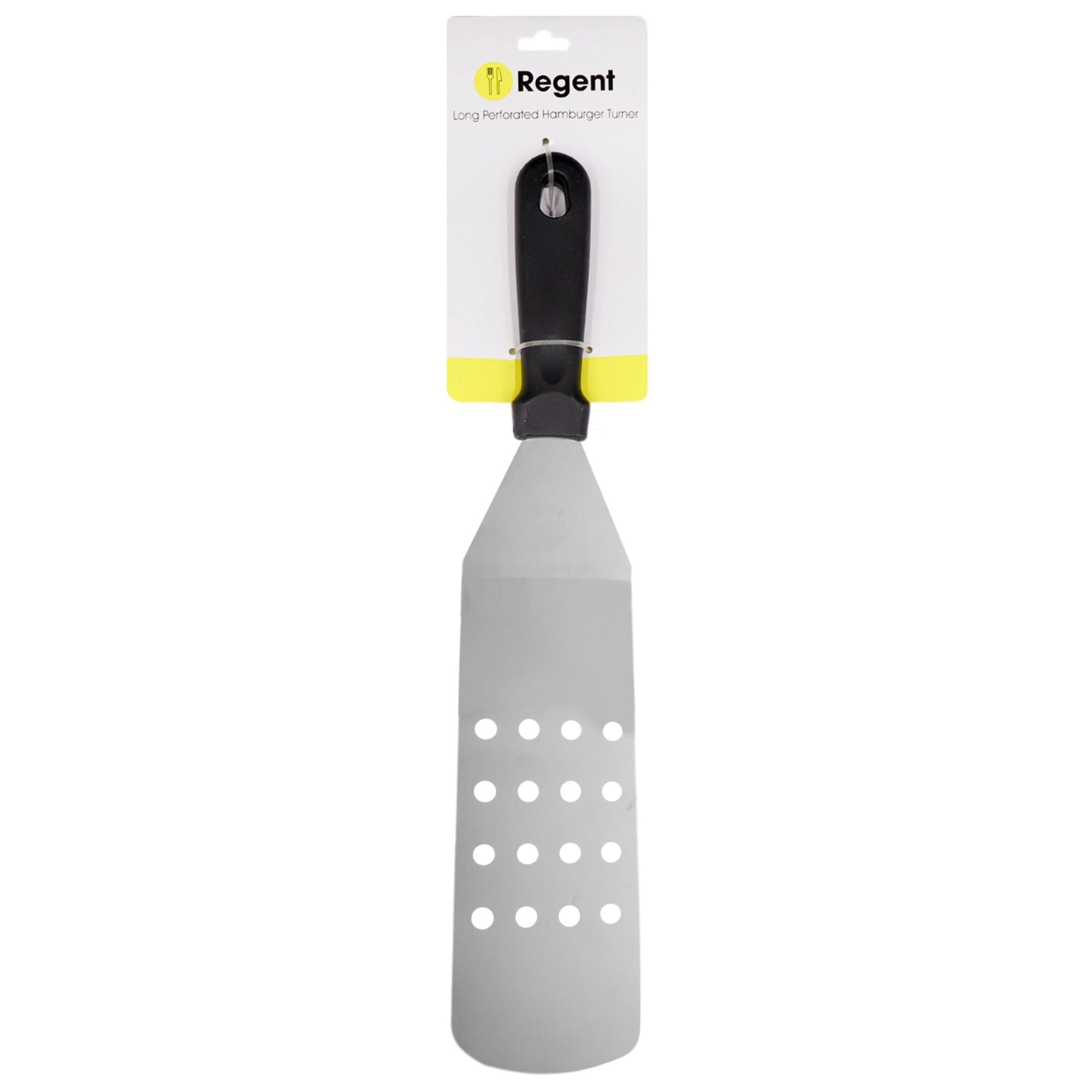 REGENT LONG TURNER PERFORATED ST STEEL WITH BLACK PP HANDLE, 370MM