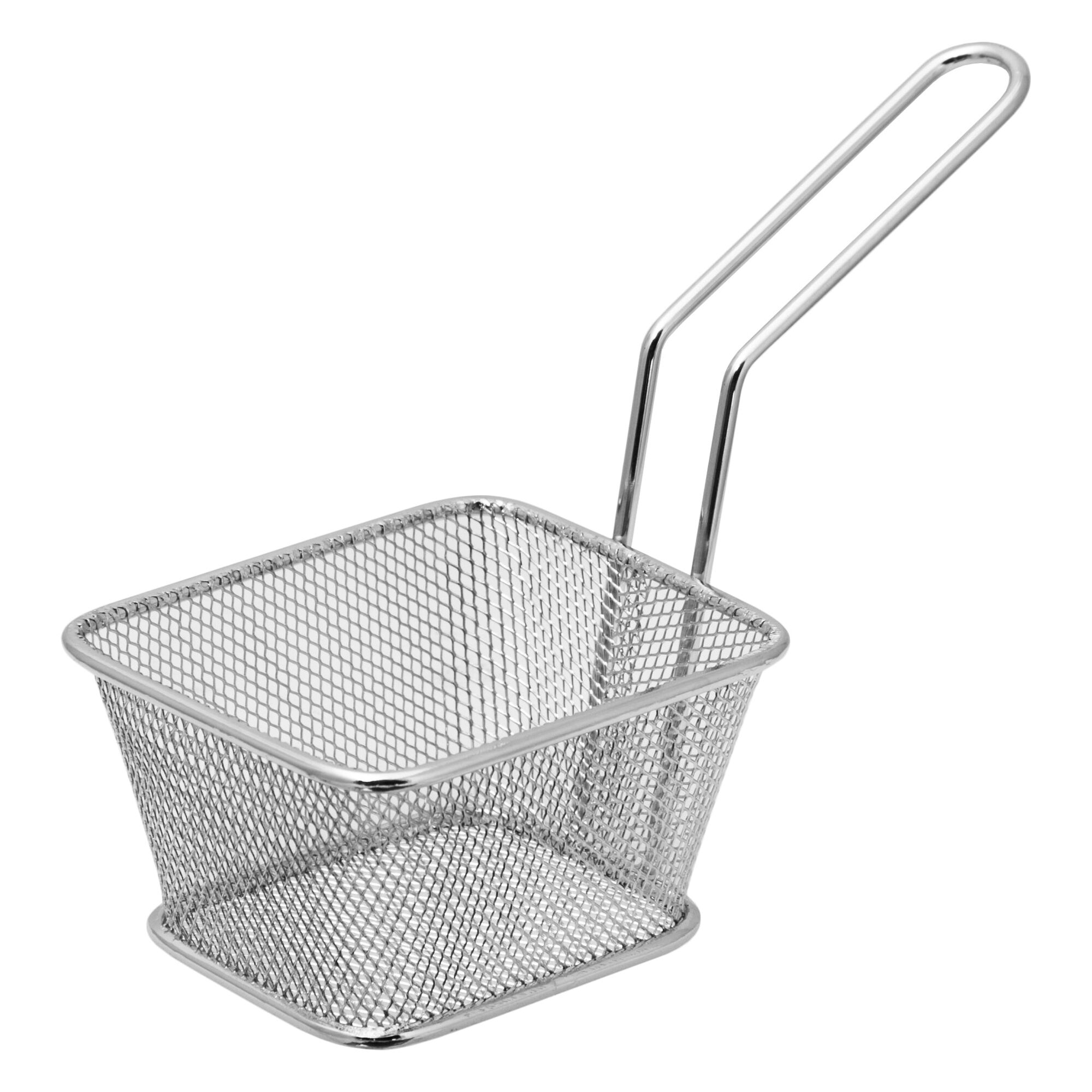 REGENT CHROME SERVER RECT. CHIP FRYER BASKET WITH HANDLE, 105X90MM