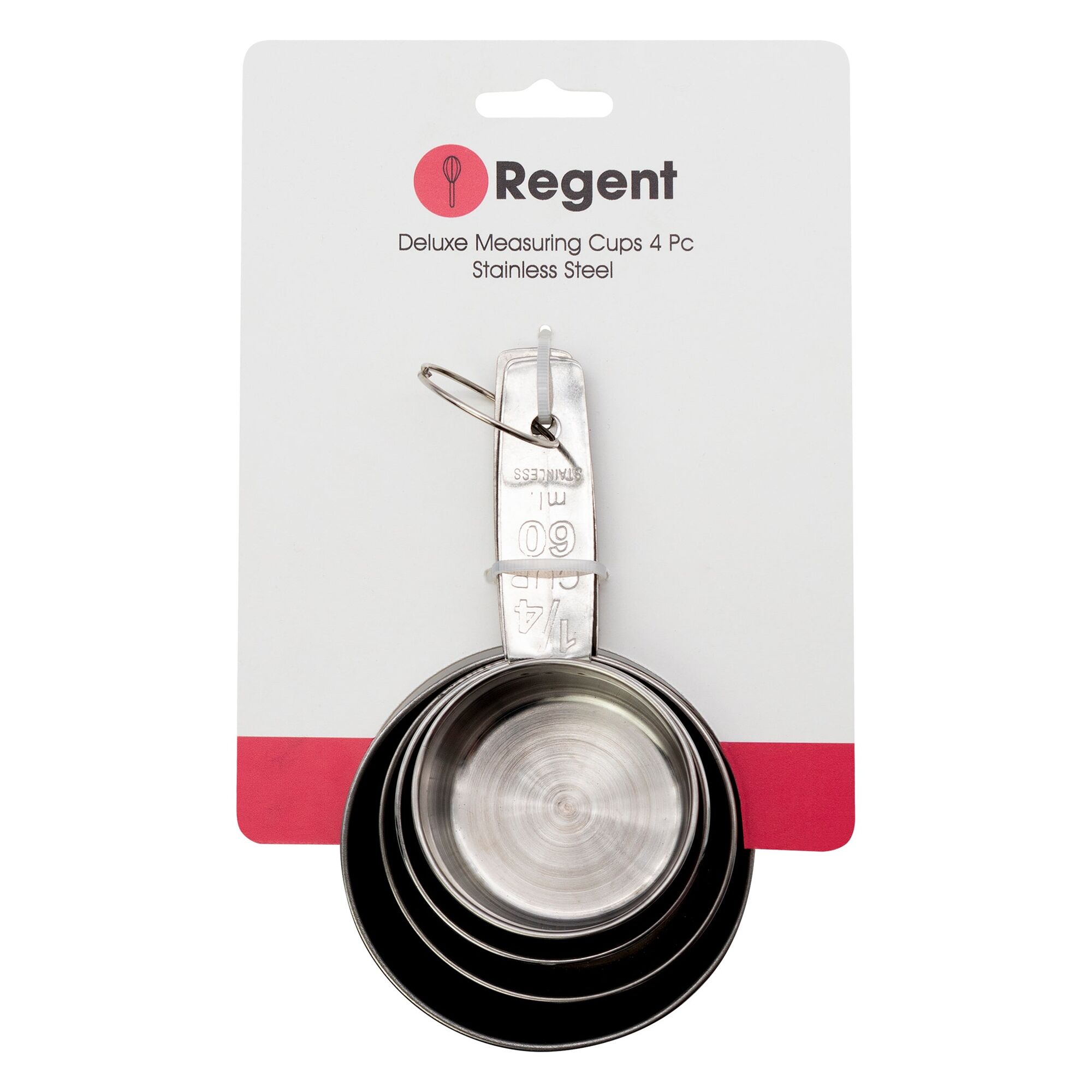REGENT BAKEWARE DELUXE MEASURING CUP ST STEEL 4PK SET, 60/80/125/250ML