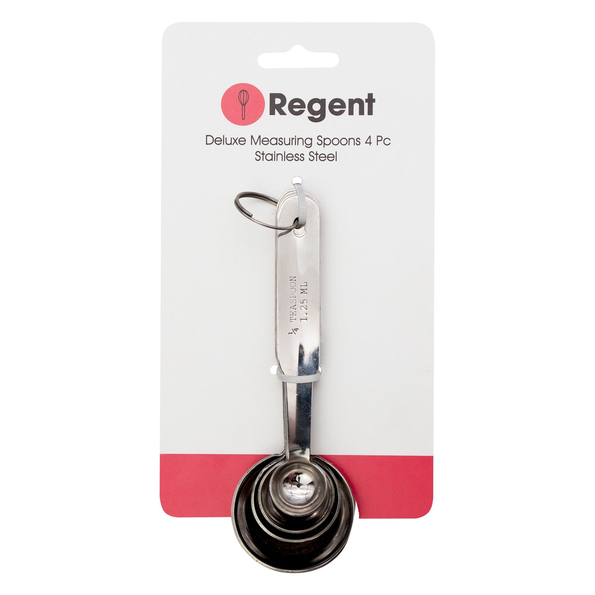 REGENT BAKEWARE DELUXE MEASURING SPOONS ST STEEL 4PK SET, 1/4TSP-1TBSP