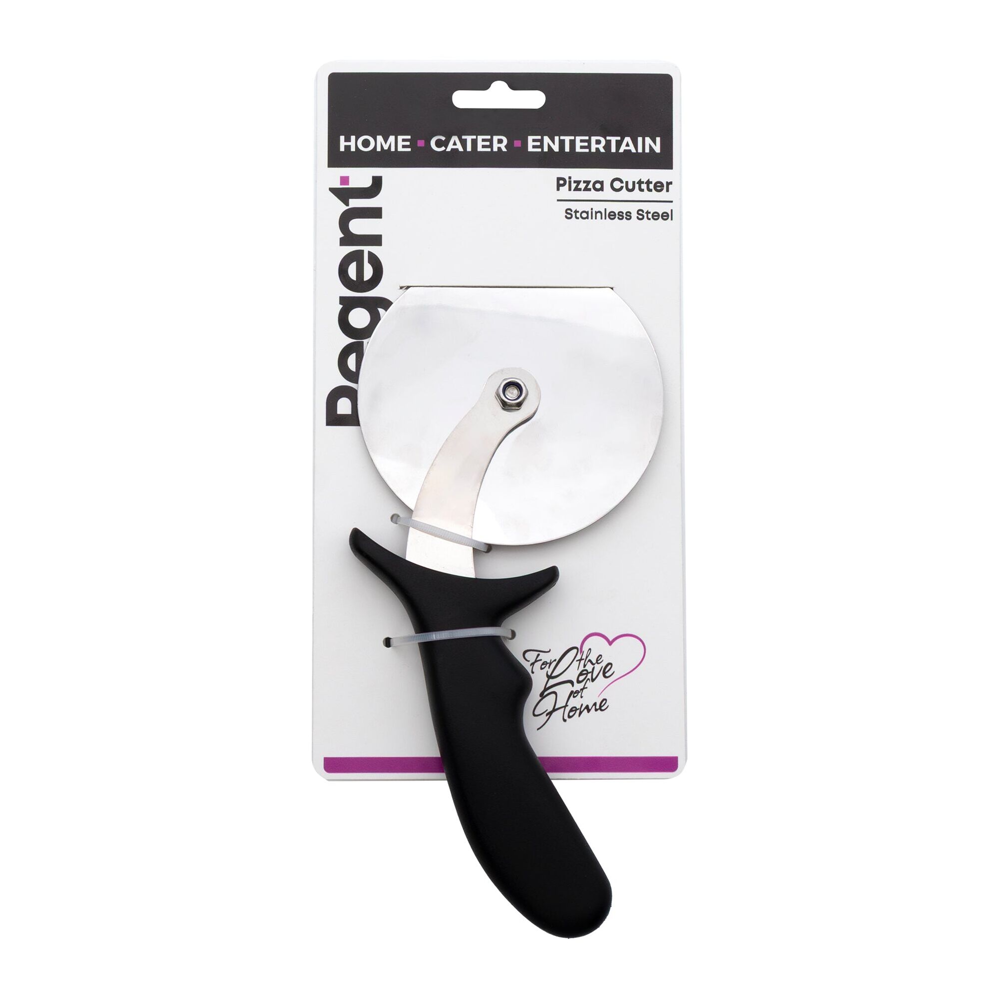 REGENT PIZZA CUTTER WITH PP PLASTIC BLACK HANDLE, 100MM DIA