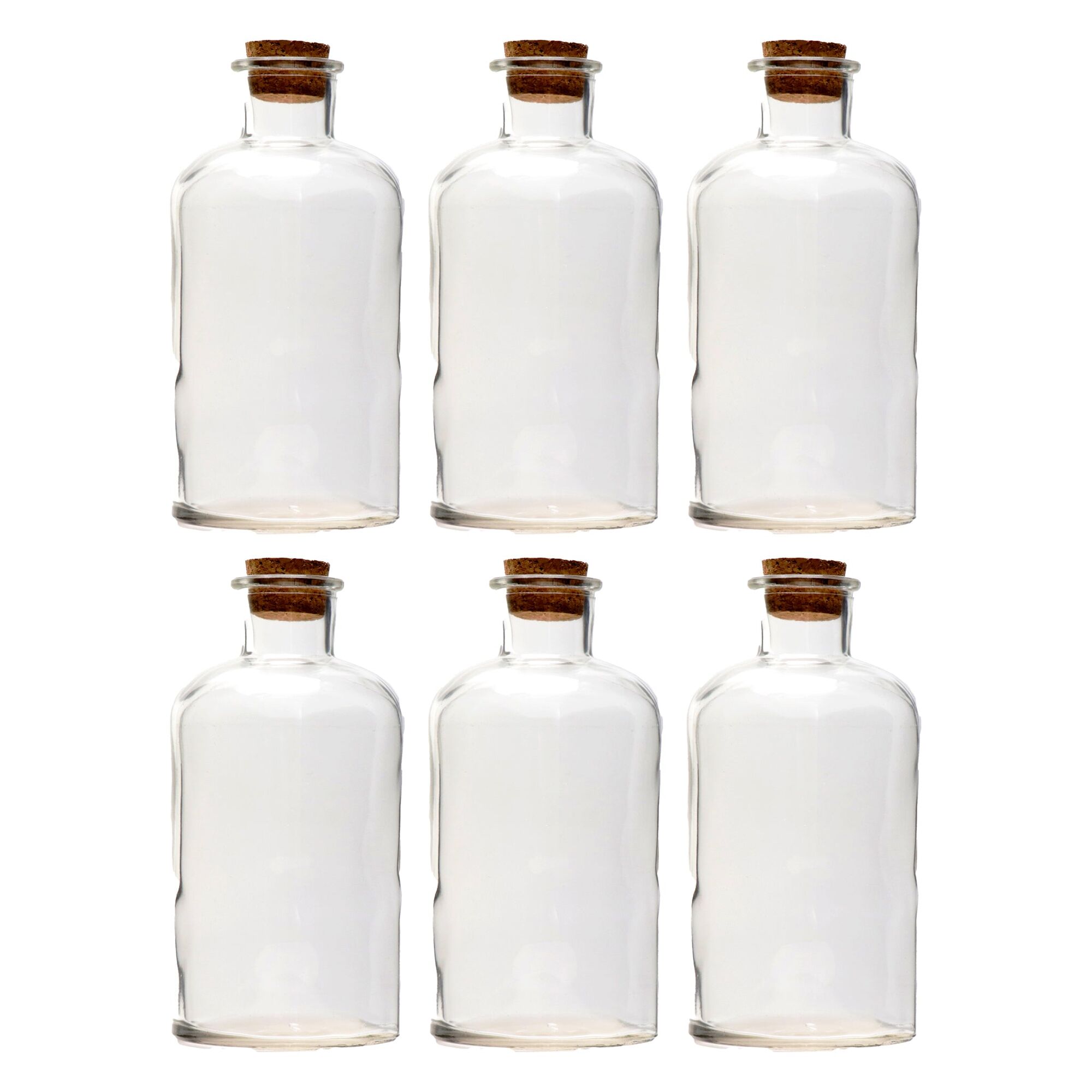 REGENT GLASS ROUND BOTTLE WITH CORK LID 6PK, 550ML