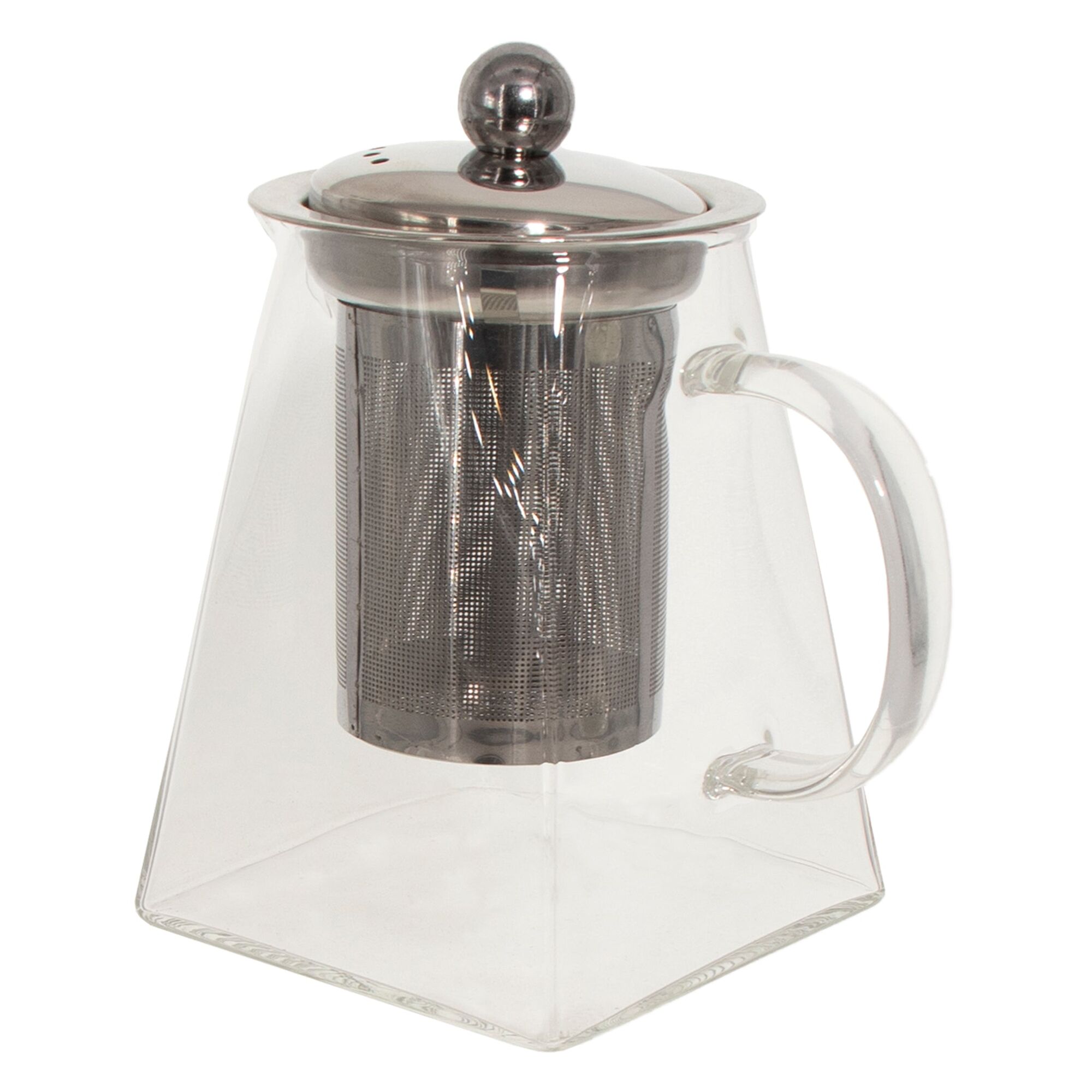 REGENT SQUARE TEAPOT BOROSILICATE GLASS WITH ST. STEEL INFUSER AND LID, 550ML