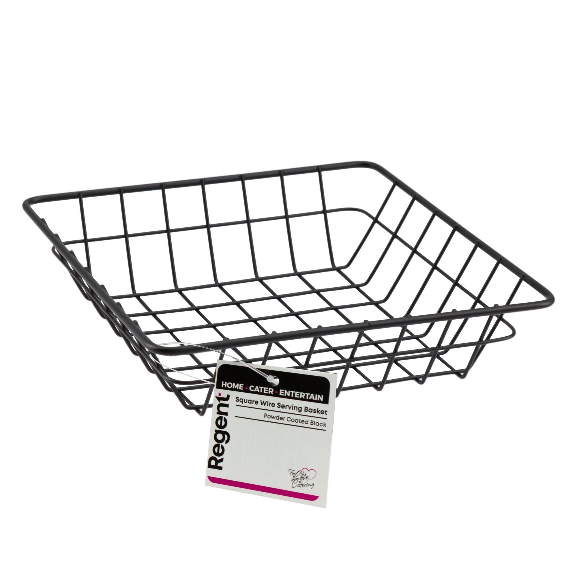 REGENT WIRE SERVING SQUARE SMALL BASKET POWDER COATED BLACK, 200MM