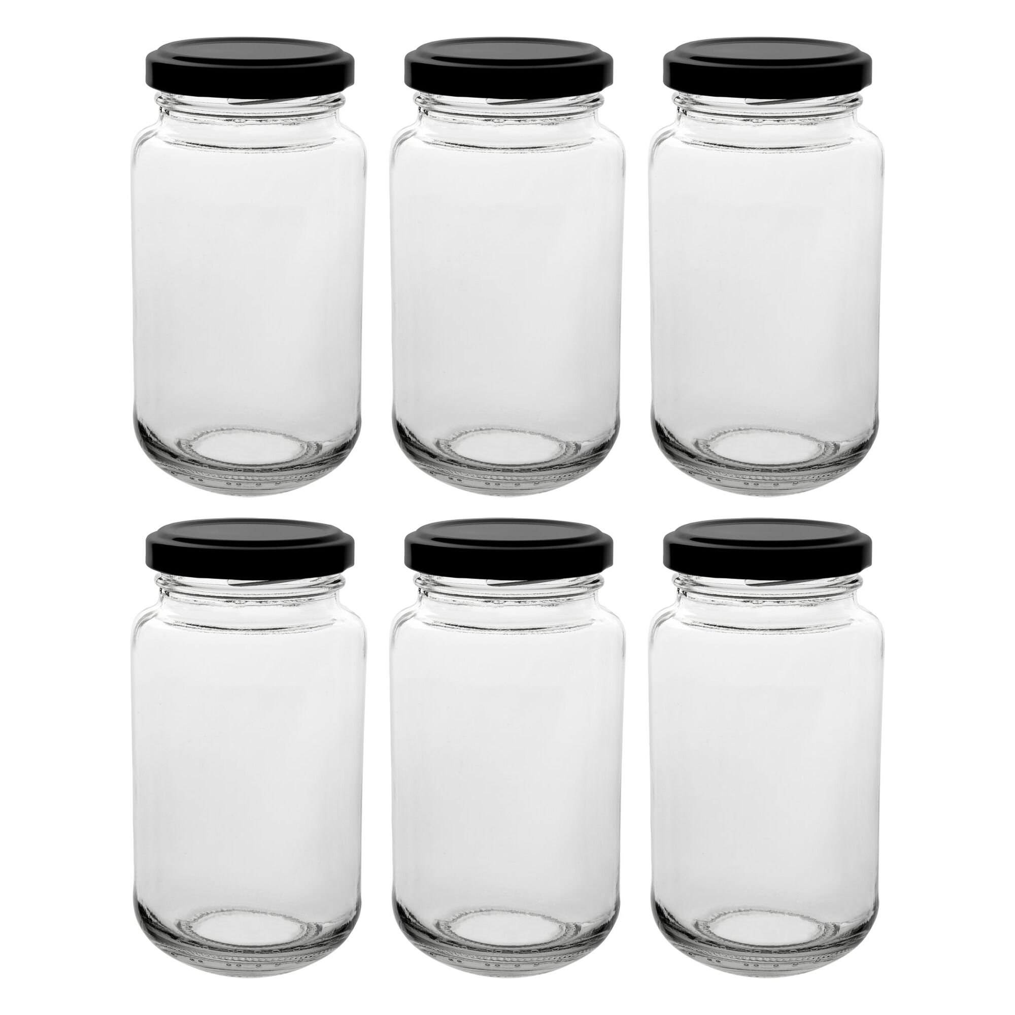 CONSOL SHEER JAR WITH BLACK LID 6PK, 250ML