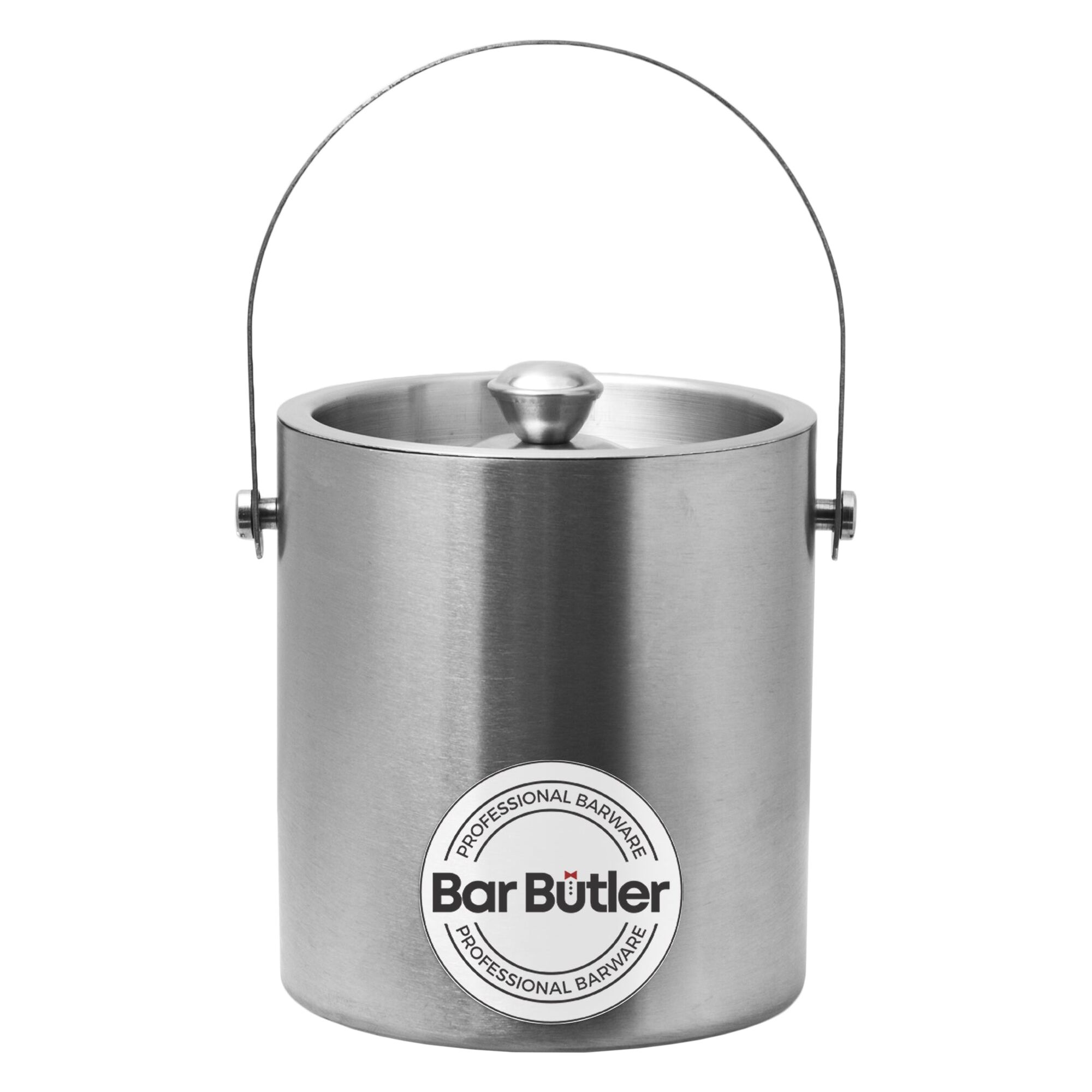 BAR BUTLER DOUBLE WALL ICE BUCKET WITH LID ST STEEL, 1L