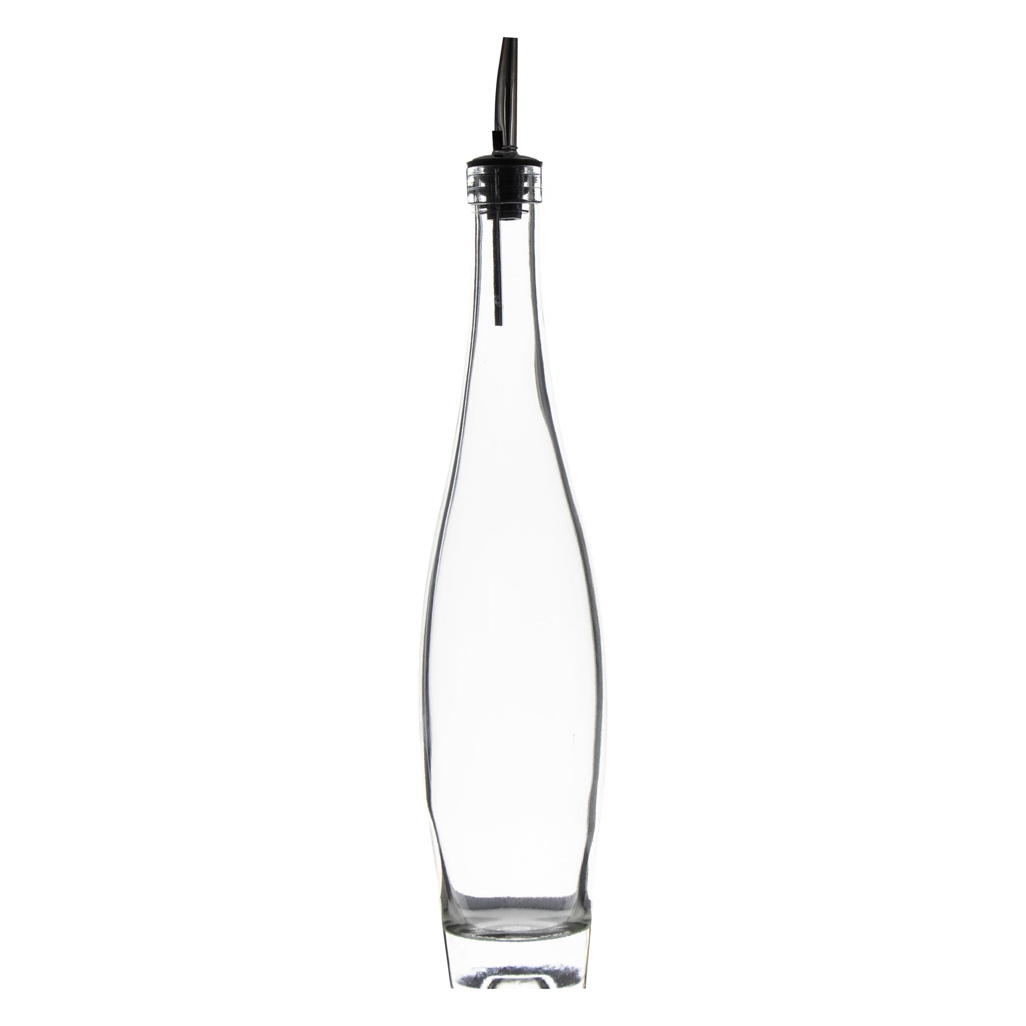 REGENT GLASS ROUND SLIM OIL/VINEGAR BOTTLE WITH HEAVY BASE AND POURER, 500ML