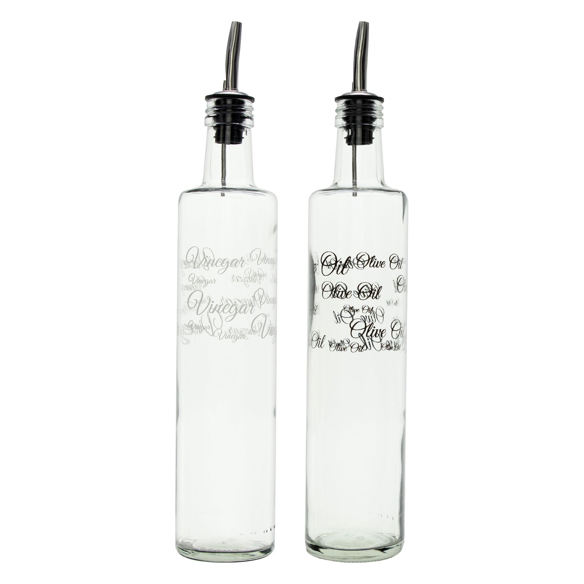 CONSOL ROUND OLIVE OIL & VINEGAR BOTTLES WITH POURERS PRINTED EA, 500ML
