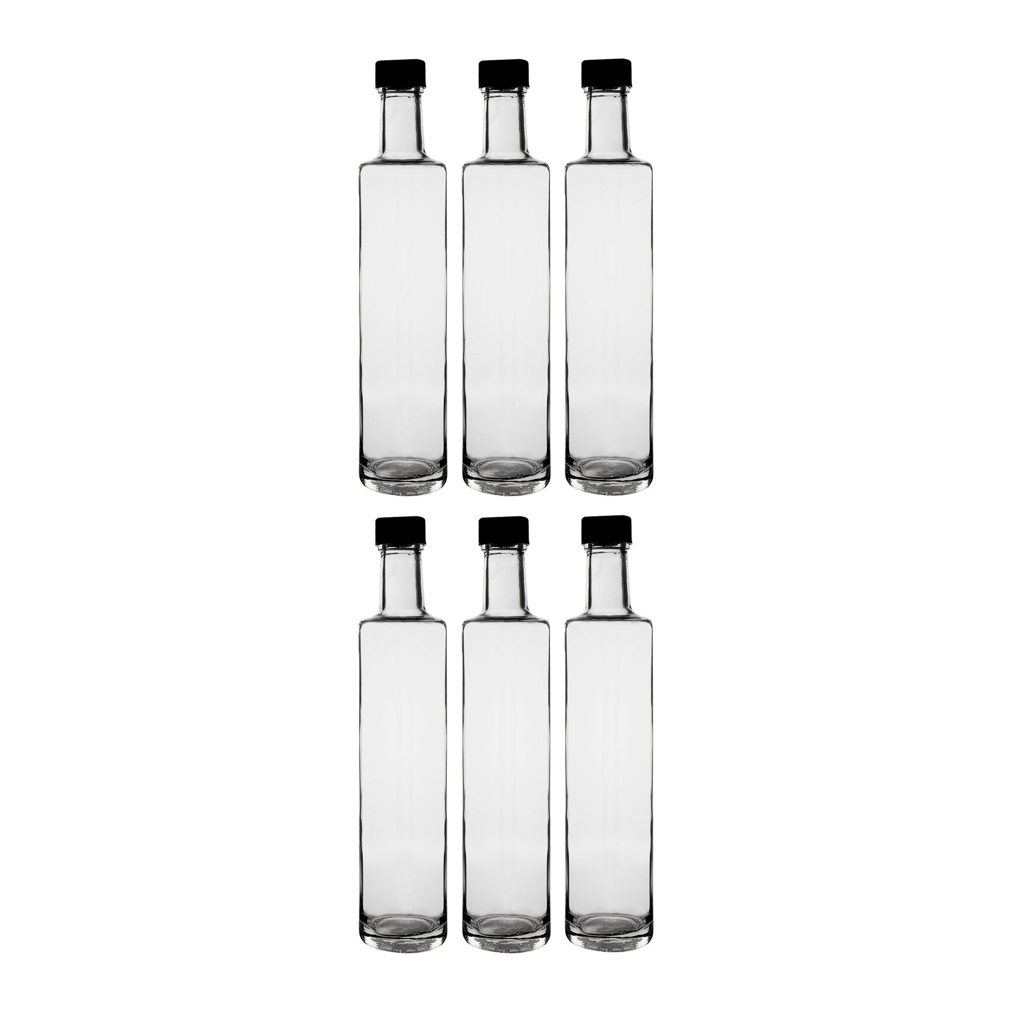 CONSOL ROUND OIL / VINEGAR BOTTLE WITH BLACK LID 6PK, 500ML