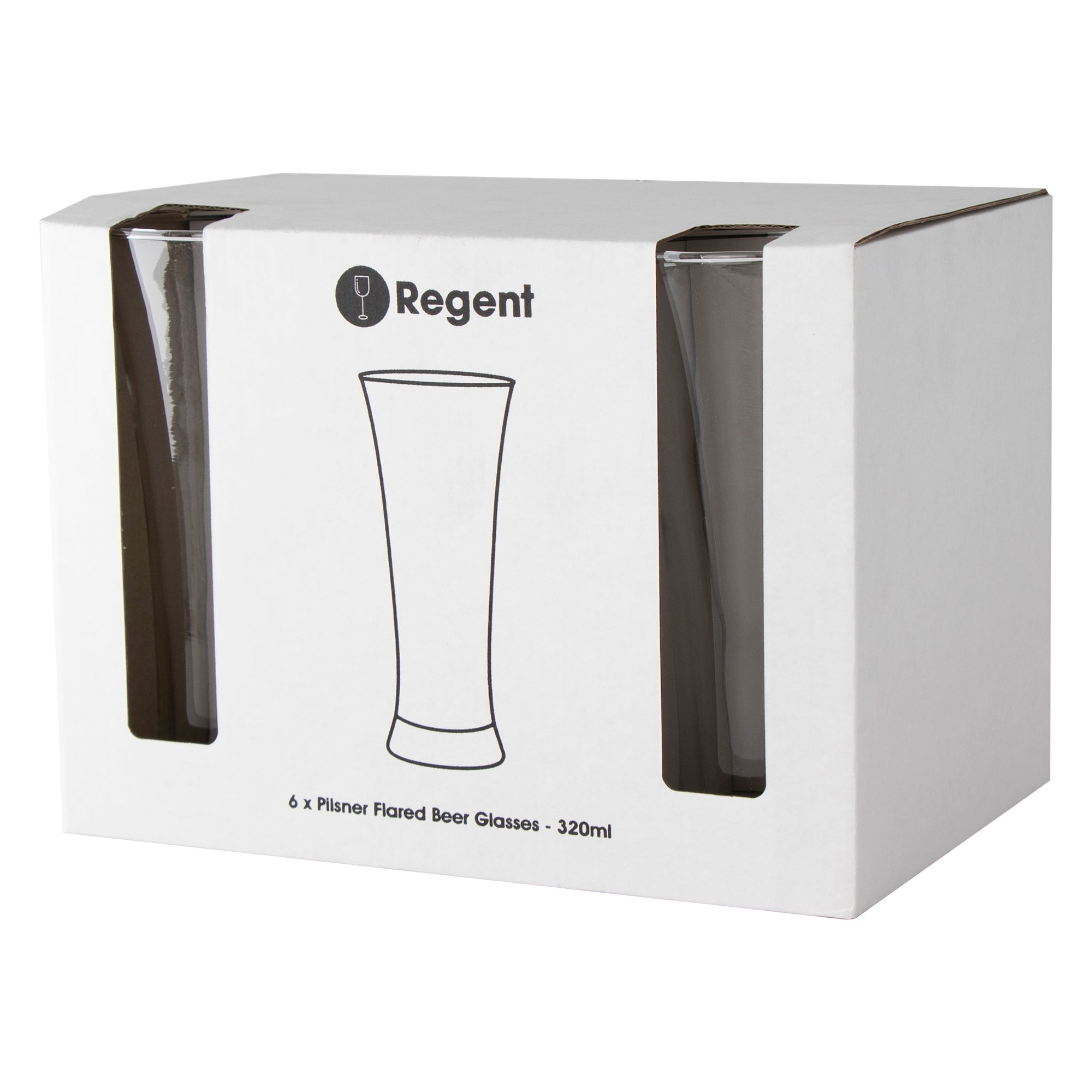REGENT PILSNER FLARED BEER GLASS 6PK, 320ML