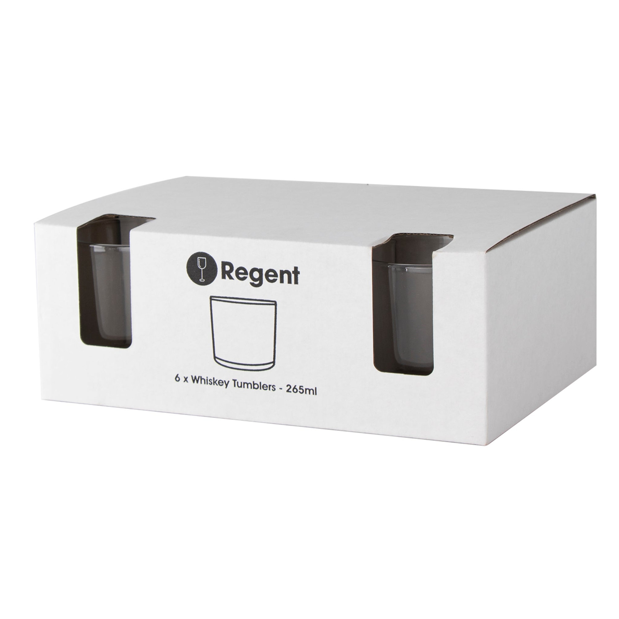 REGENT WHISKEY GLASS TUMBLER 6PK, 265ML