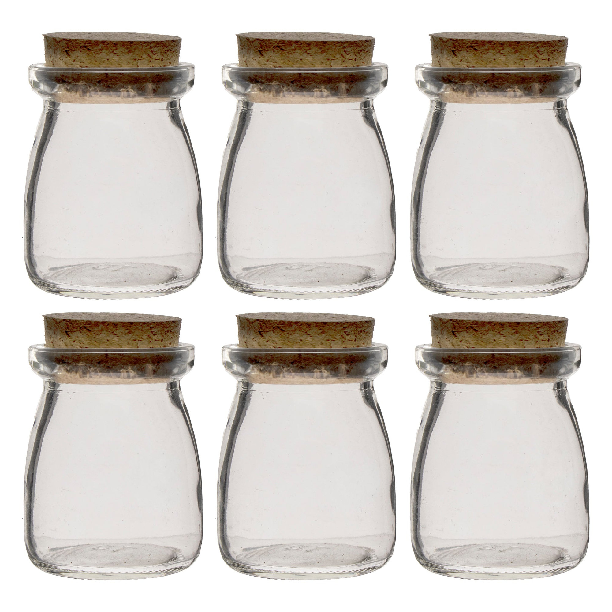 REGENT GLASS ROUND BOTTLES WITH CORK LIDS 6PK, 100ML