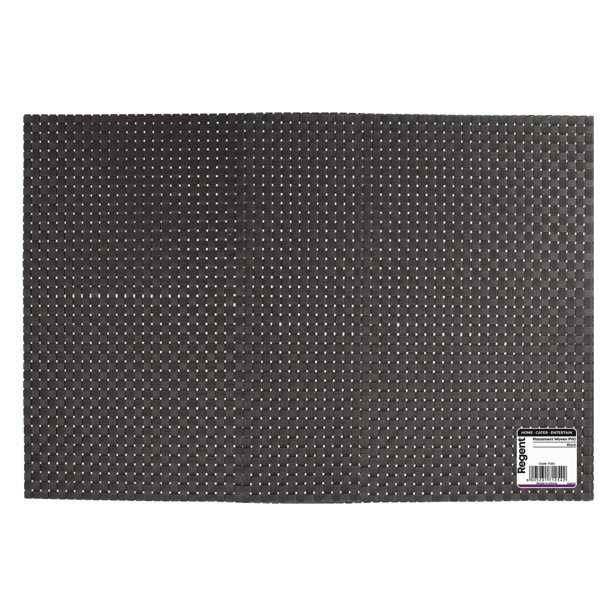 REGENT PLACE MATS WOVEN PVC BLACK, 300X450MM